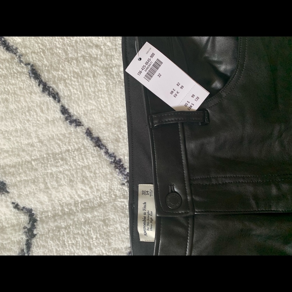 Abercrombie&fitch faux leather pants; Curve love; 90’s straight ultra high rise